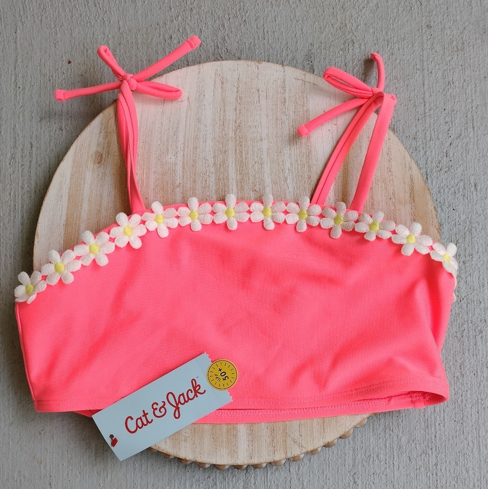 Girls' Simple Daisy Floral Printed Bikini Top L 10/12 - Picture 4 of 7